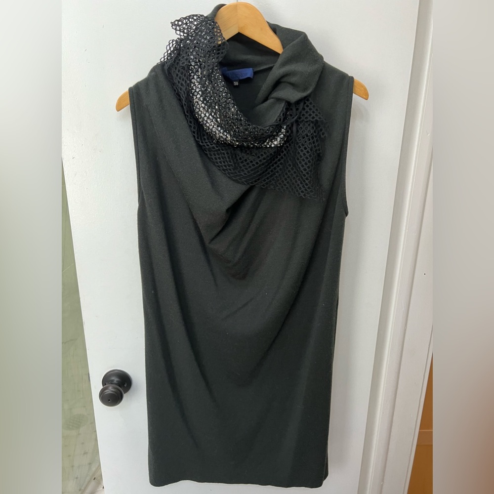 💚🤩SHARON WAUCHOB🤩💚 Olive Green Wool Draped Cowl-neck Size FR38